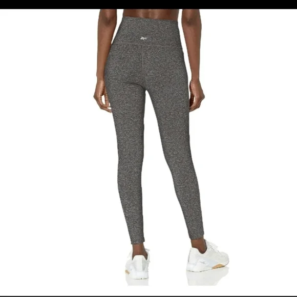 Reebok leggings M heather gray foam pocket yoga pants joggers workout Gym tights - Picture 4 of 8